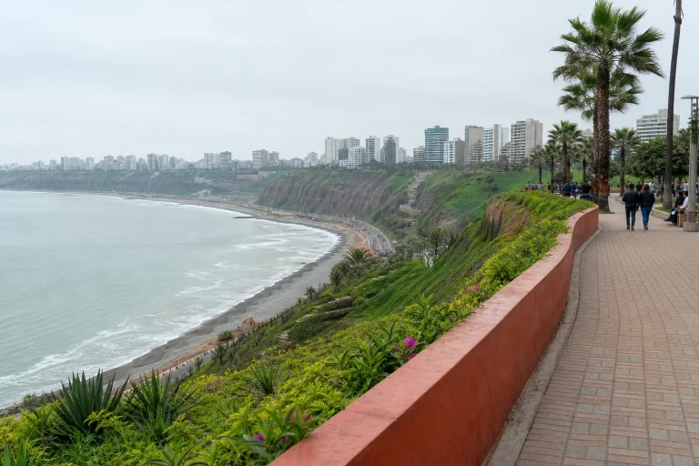 Pacific coast and malecón in Miraflores, Lima