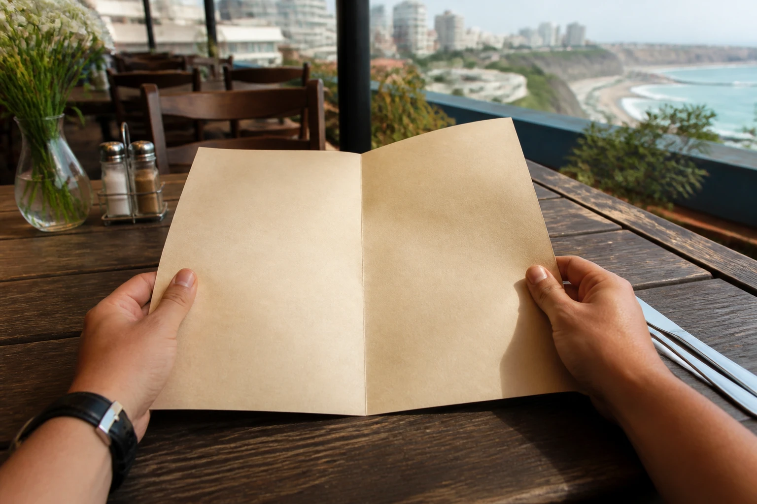 A traveler planning a seafood meal at a Lima restaurant