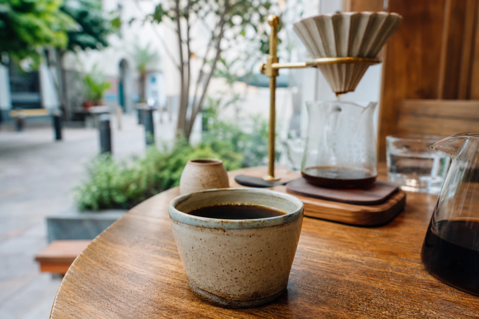 Freshly prepared pour-over coffee at a Lima specialty café