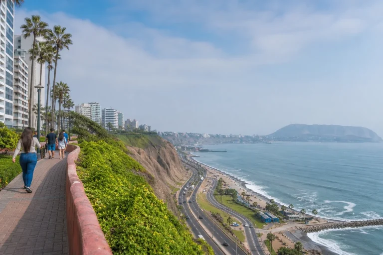 Costa Verde coastline below the cliffs of Miraflores in Lima