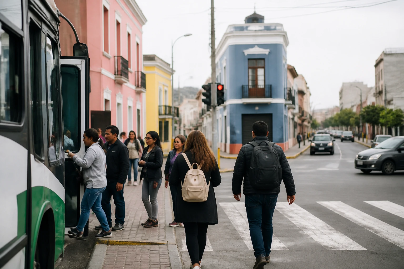 Visitors exploring a Lima neighborhood on foot
