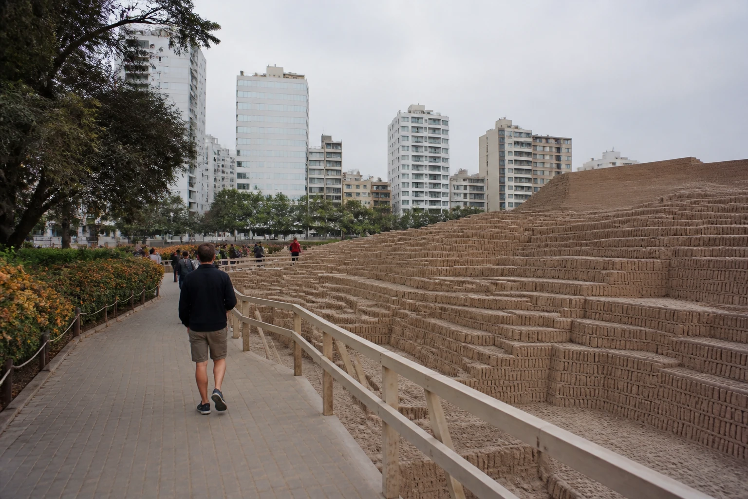 Huaca Pucllana archaeological site within the Miraflores cityscape