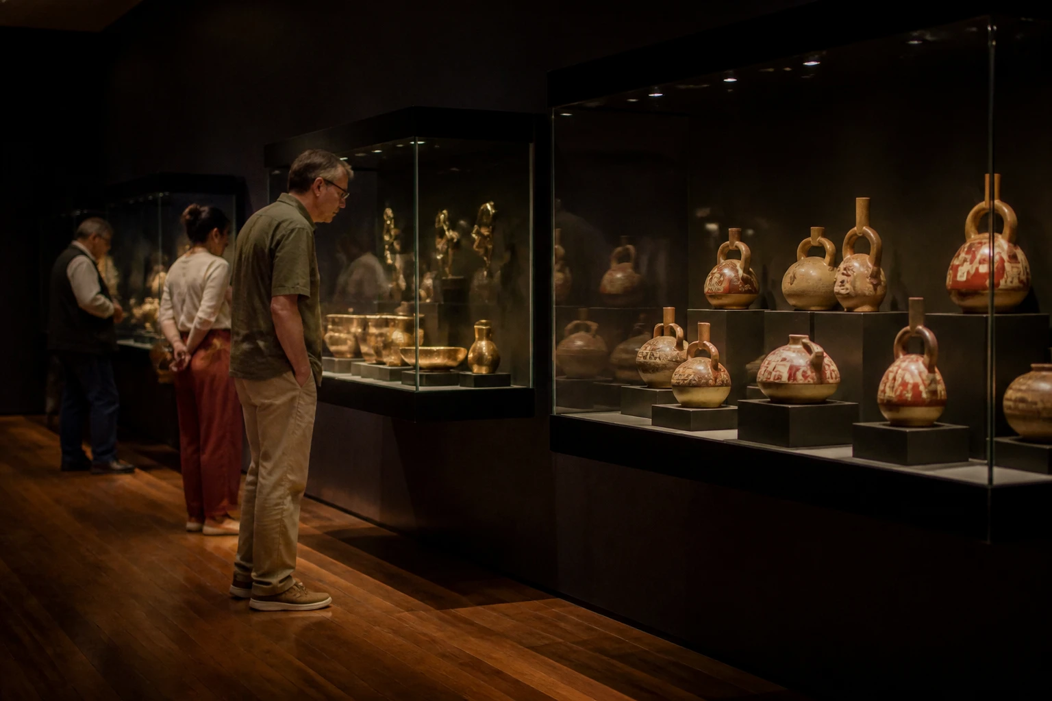Pre-Columbian objects displayed inside the Larco Museum