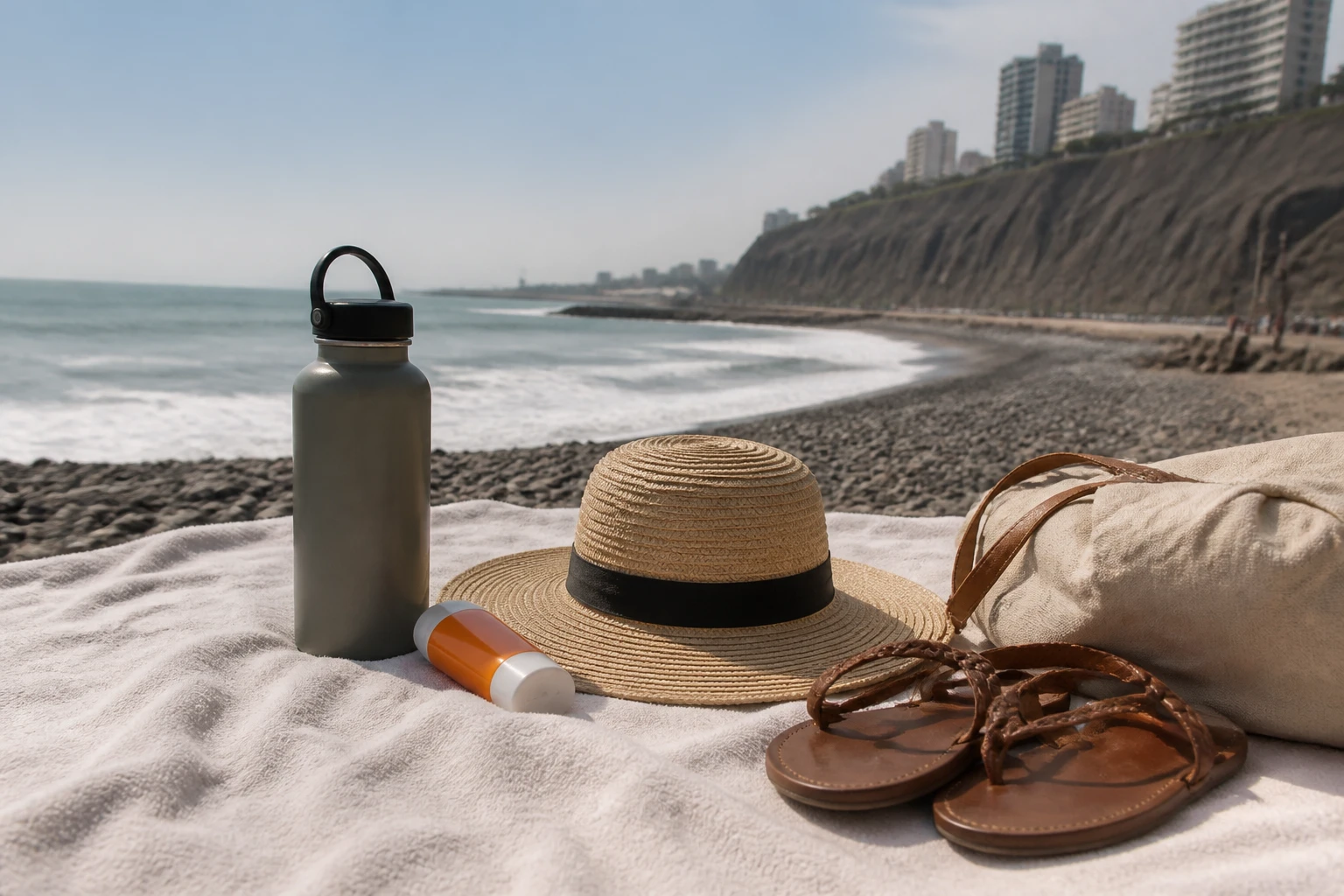 Beach-day essentials packed for a Lima coastal outing