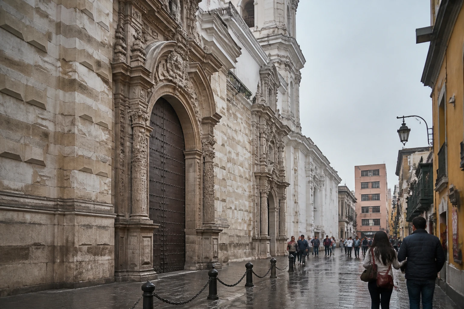 Historic church and streetscape in central Lima