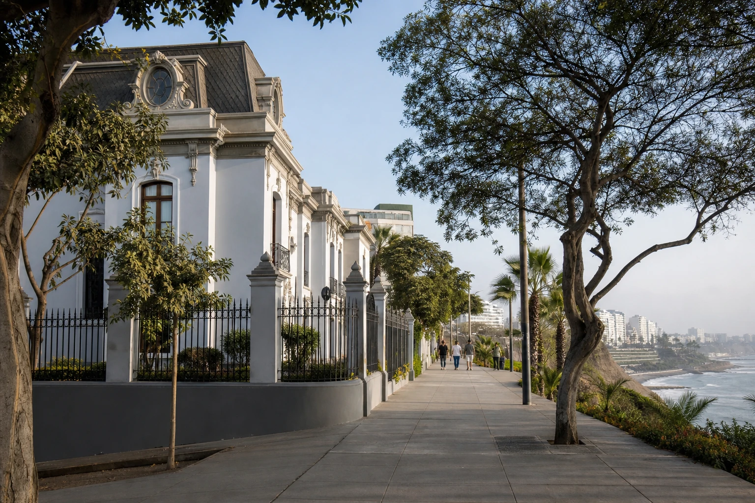 Refined urban street scene in Miraflores, Lima