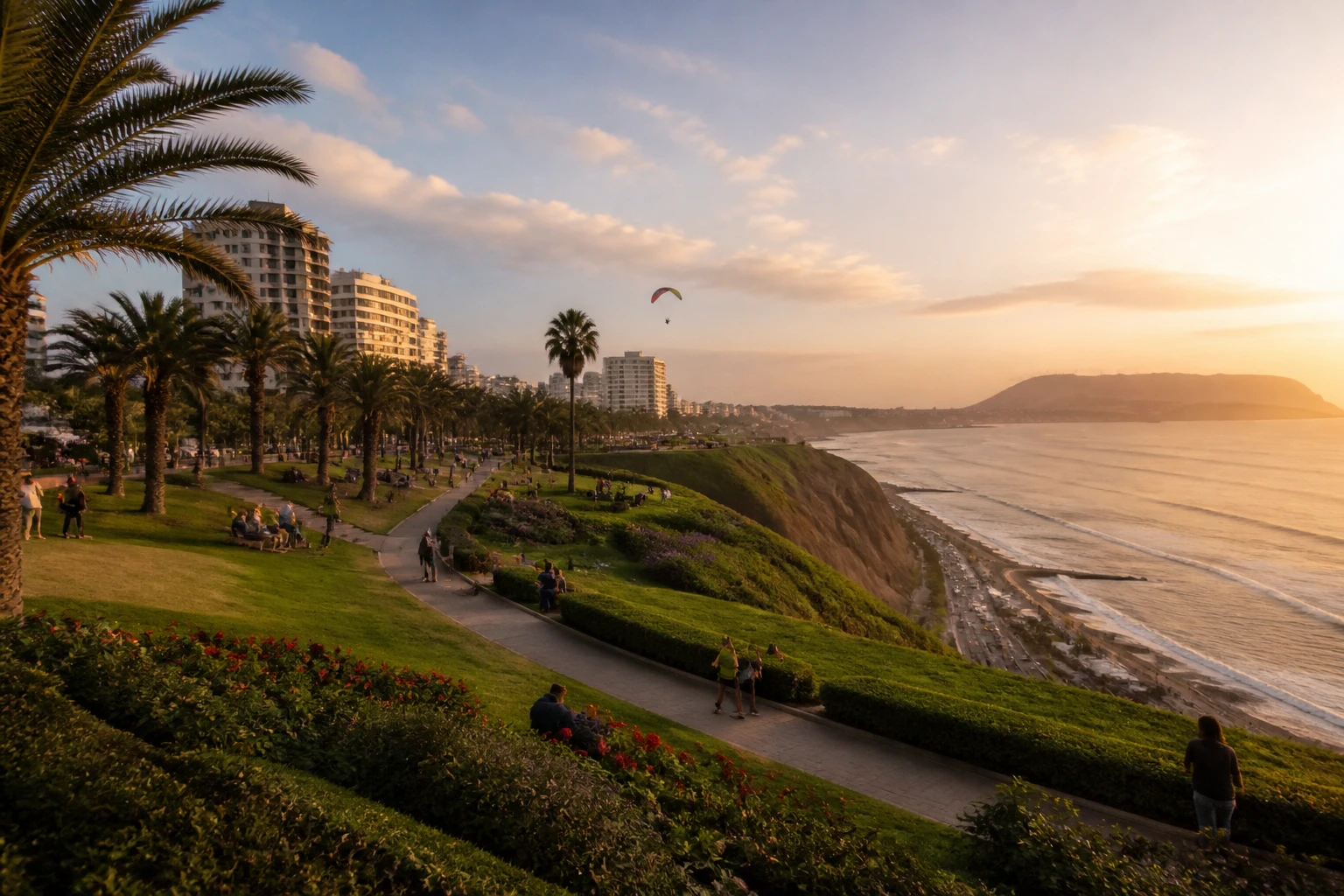 Coastal promenade near Parque Salazar in Miraflores.