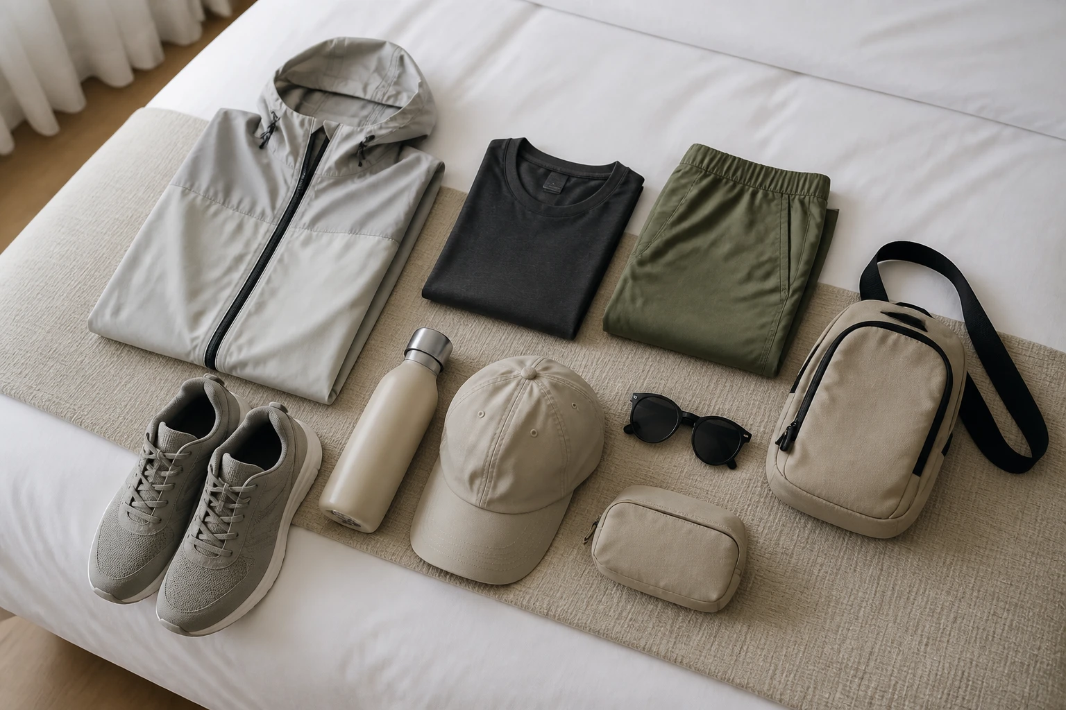 Layered clothing and compact day bag for a Lima trip