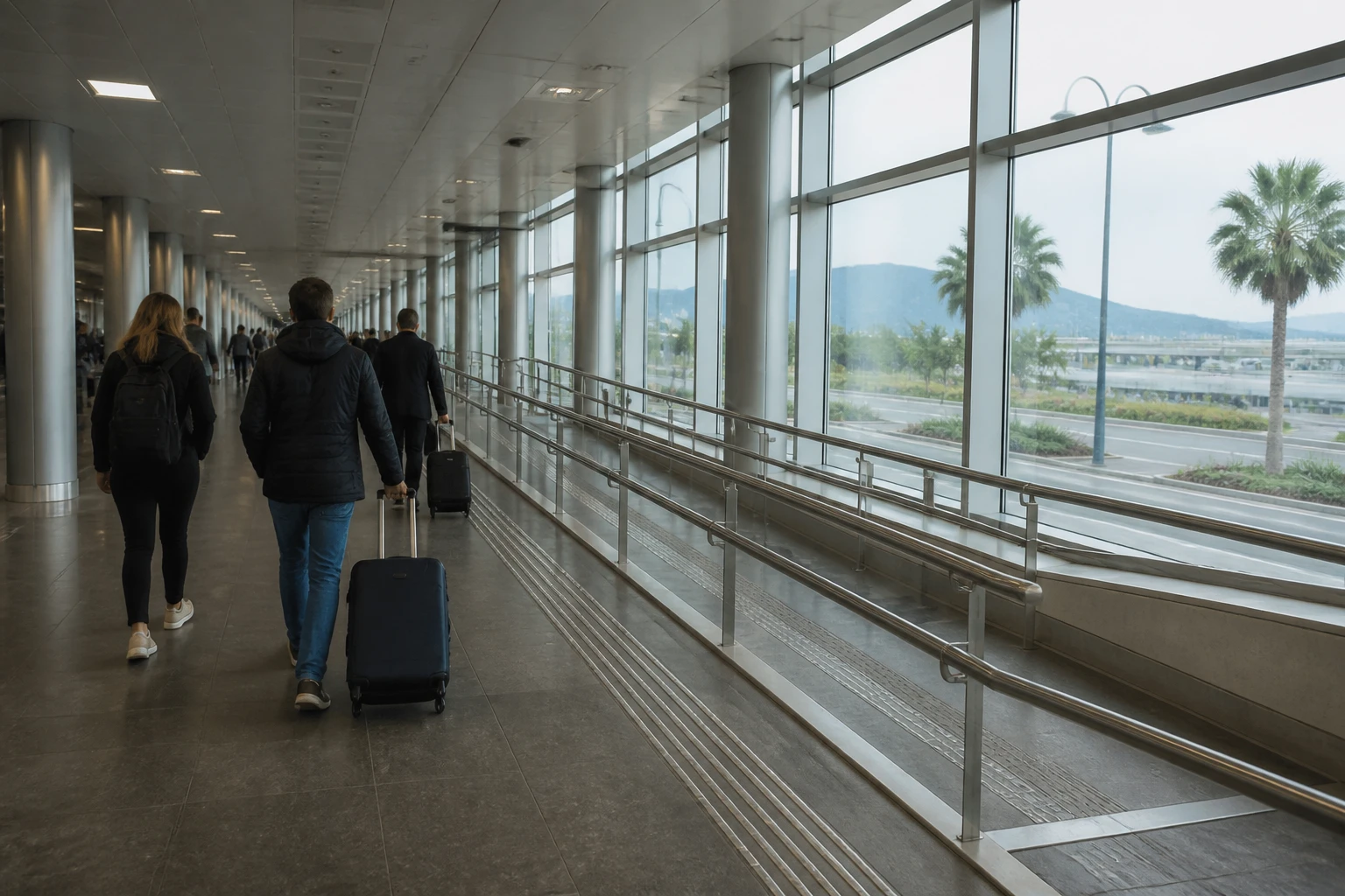 Travelers preparing for an airport transfer in Lima