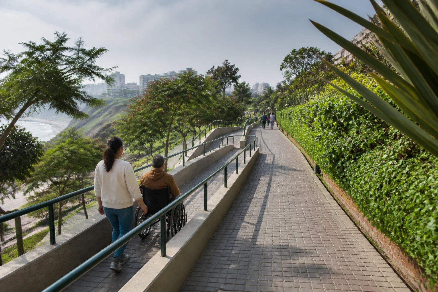 Accessible ramp on a Miraflores cliff-top promenade