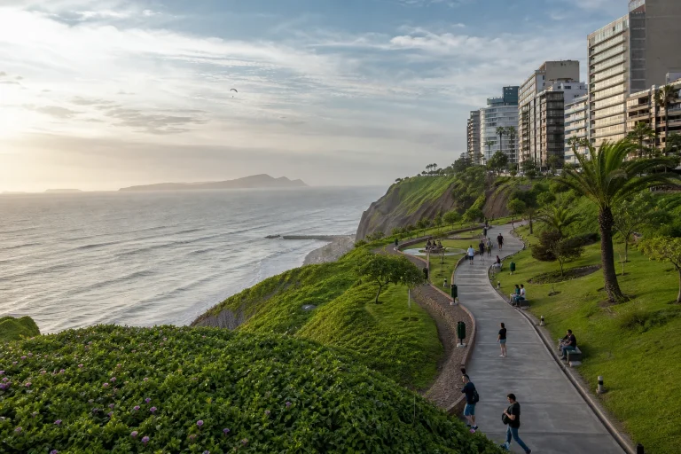 Coastal park and Pacific view in Miraflores, Lima