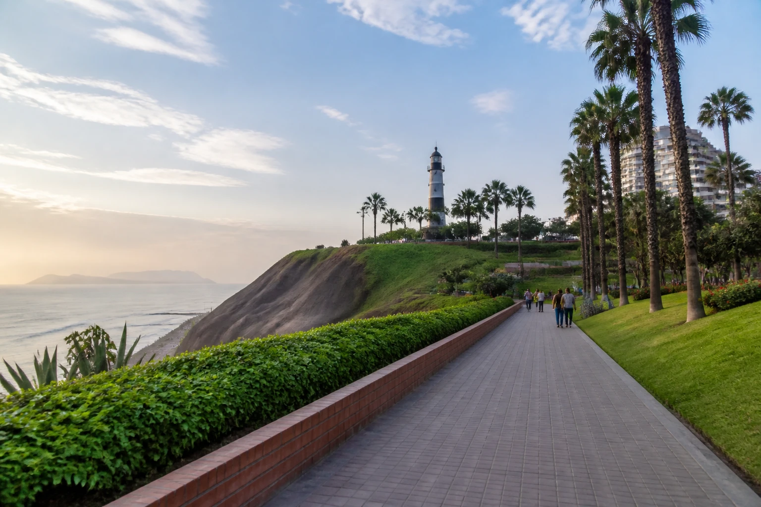 A coastal walking path on the Miraflores malecón