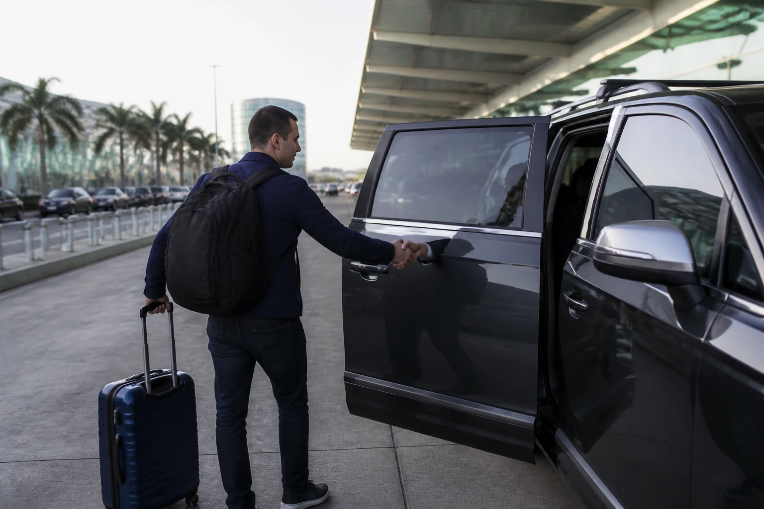 Traveler meeting a prearranged airport transfer in Lima