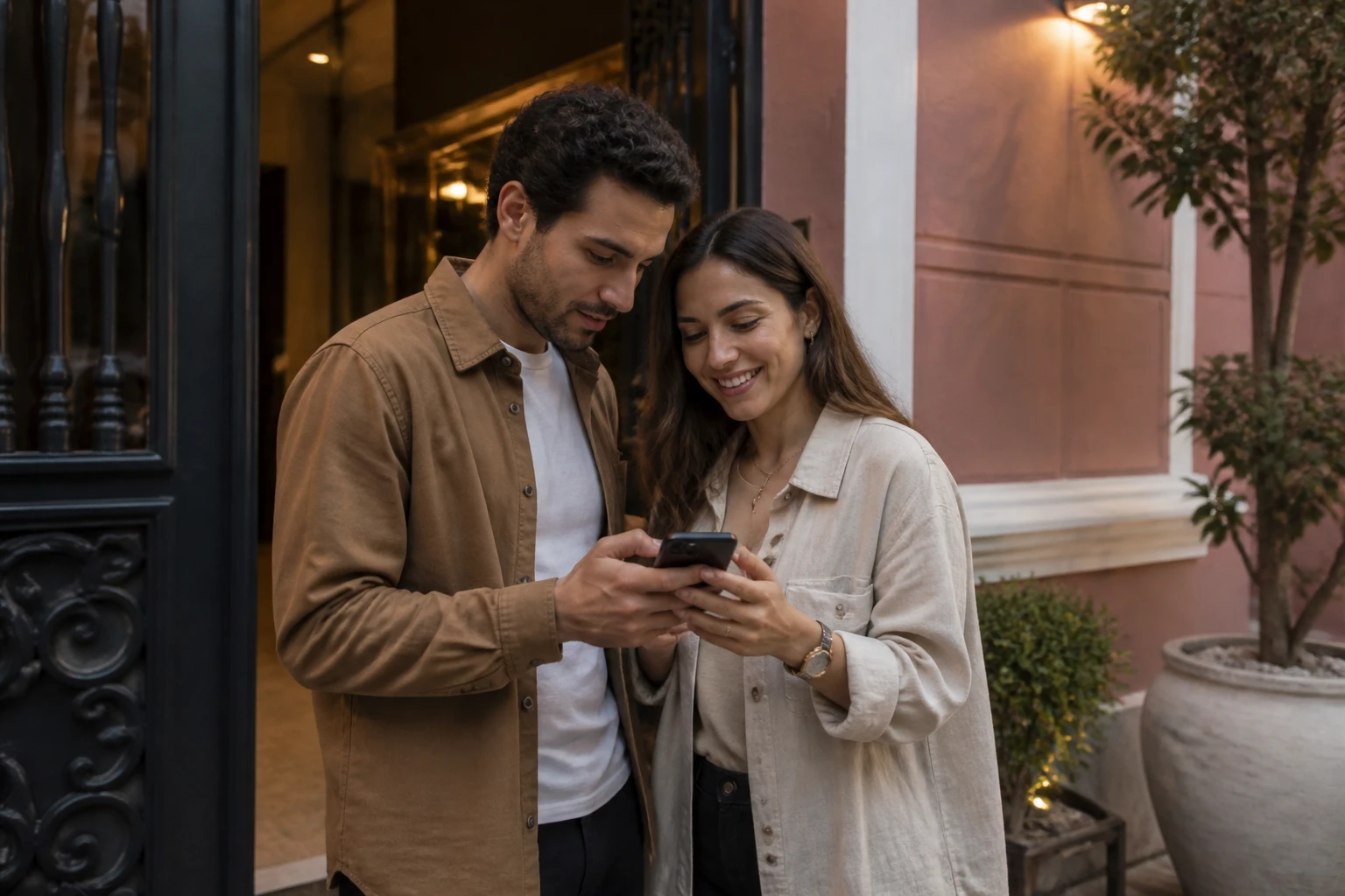 Travelers checking a restaurant reservation in Lima